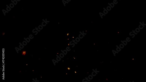 Animation orange fire glow particle on black background.