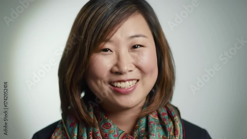 Smiling Woman Shares Her Thoughts