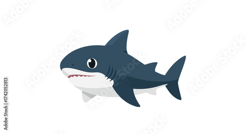 Cartoon Shark Character Illustration Isolated on White Background Ready for Digital Creative Projects and Kids Educational Content