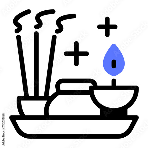 This Puja Thali icon is suitable for the India Culture, etc.