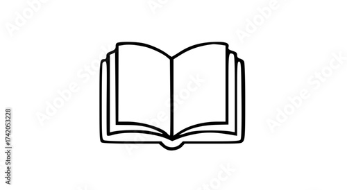 Simple line drawing of an open book, showing the pages and binding.