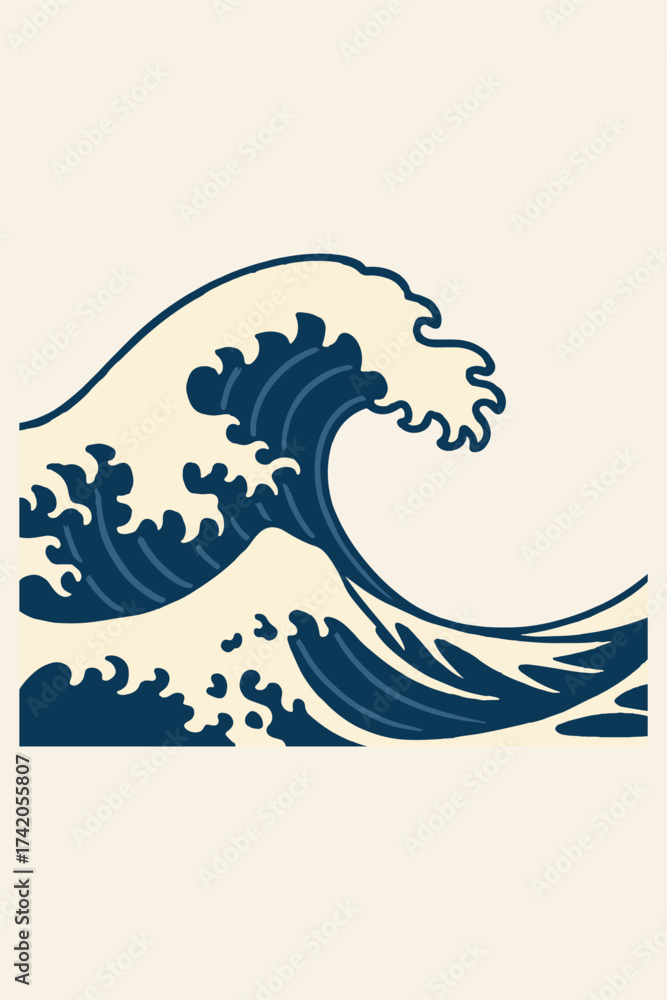 Obraz premium Japanese Wave Print Art, Eclectic Maximalist Wall Art, Retro Modern Abstract Clipart, Maximalist Home Decor