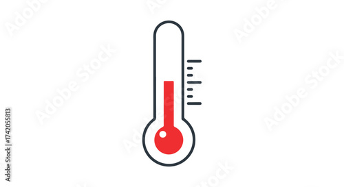 Minimalist thermometer illustration showing a moderate temperature level on a white backdrop