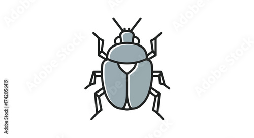 Stylized beetle illustration with clean lines and a muted color palette showcasing entomology design, perfect for educational or artistic use