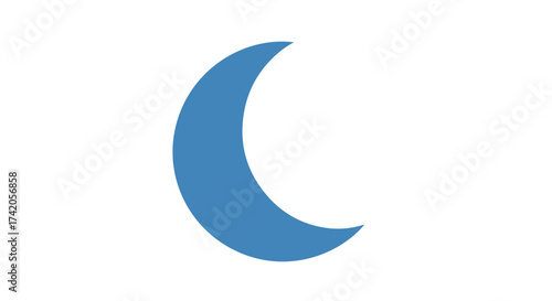 Crescent Blue Moon Silhouette Against White Backdrop for Celestial Dreamscape Imagery