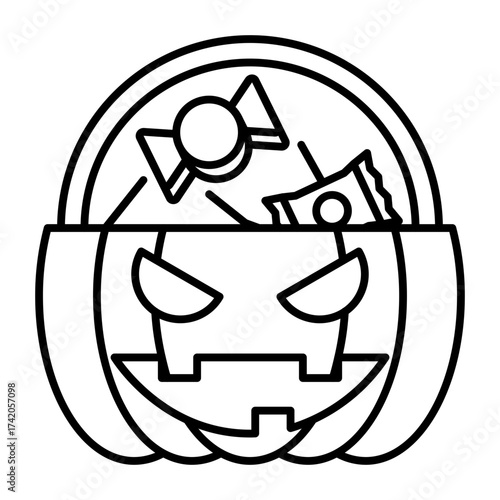 This Trick or Treat (candy Bucket) icon is suitable for Halloween, etc.