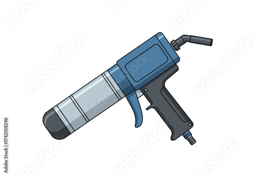 Blue and gray caulking gun tool for construction and DIY projects.