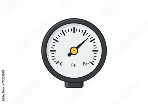 Pressure Gauge Illustration: Monitoring PSI and Bar Readings with Precision.