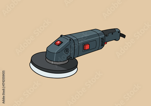 Illustration of a modern electric polishing machine with a circular pad.