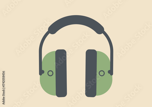 Green and gray earmuffs for noise protection and sound blocking.