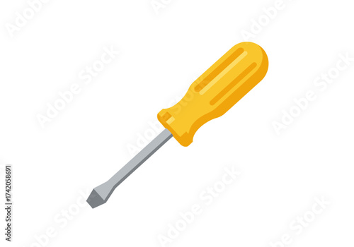 Yellow Handled Flathead Screwdriver for Home Repair and Maintenance.