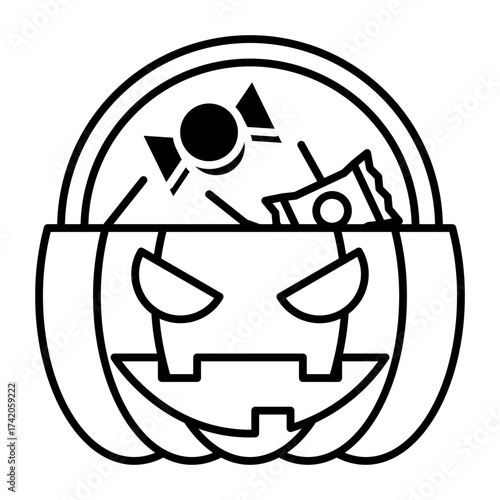 This Trick or Treat (candy Bucket) icon is suitable for Halloween, etc.
