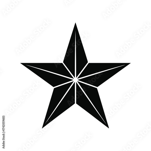 Bold black star shape simple geometric design graphic element for decoration and symbolism