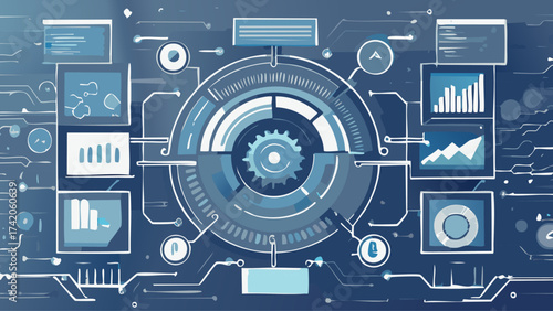 Clean Vector: Predictive Analytics Cycle Interconnected System Diagram for AI Financial Forecasting
