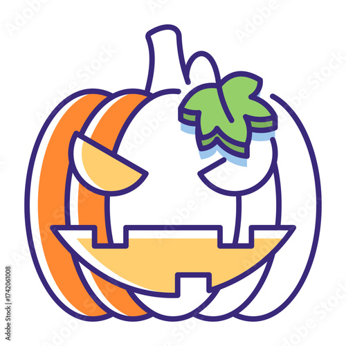 This Scary Pumpkin icon is suitable for Halloween, etc.