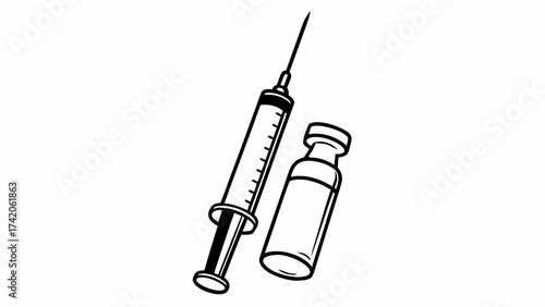 Injection syringe medical vial vaccine dose health care treatment immunization needle liquid medication shot