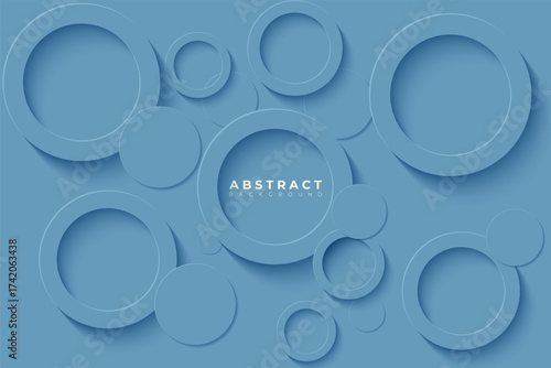 Abstract Background with 3d circle slightly desaturated blue papercut layer, vector illustration
