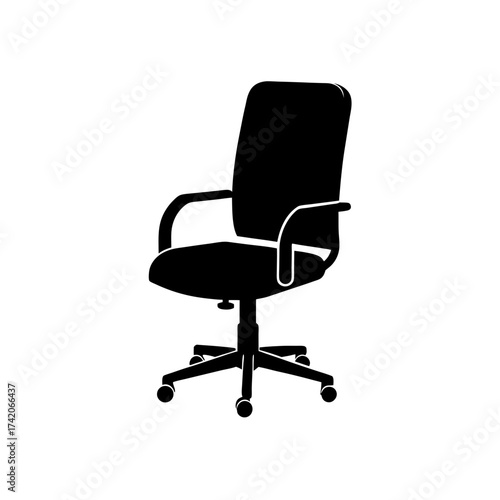 Silhouette of an office chair item on transparent background