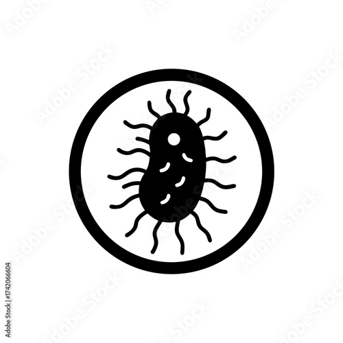 Illustration of a virus in a circle on transparent background silhouette