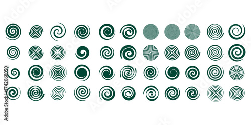 Funnel or swirl icons. Black vortex logo. Set of spiral element. Funnel icon collection