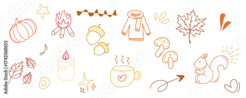 Cozy Autumn Doodles Hand-Drawn Seasonal Icons and Elements