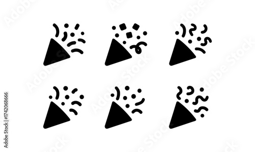 Minimalist party poppers with geometric and abstract patterns