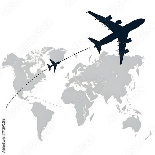 World Travel: An airplane glides gracefully across the globe, suggesting the adventures of flight and the allure of global exploration.