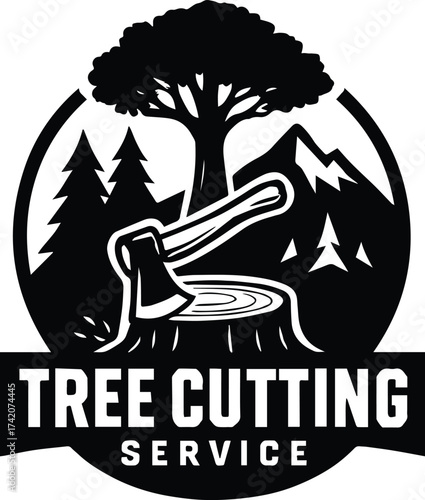 Tree Cutting Service Logo | Lumberjack Tree Removal Business Logo Design