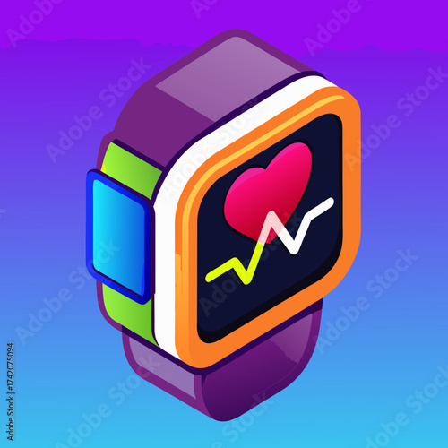 Isometric smartwatch with heart rate and oxygen level display