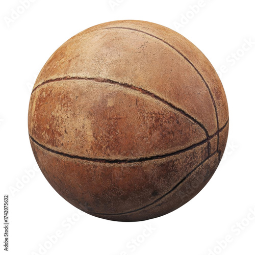 AI Image A weathered basketball illuminated against a stark black backdrop evoking nostalgia and