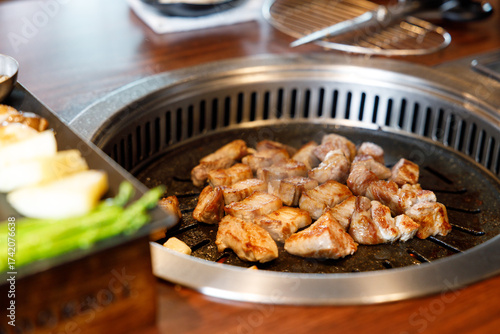 Korean traditional style grill BBQ pork.