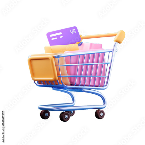Shopping cart isolated retail e commerce design online store illustration modern sales marketing visuals