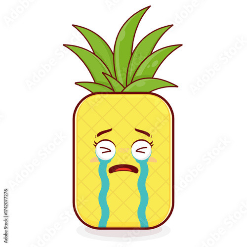 pineapple crying face cartoon cute