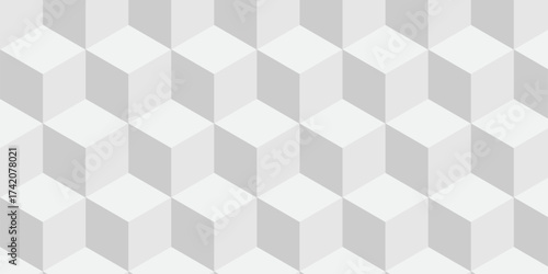 White 3d modeling cubes Illustration decoration seamless white material pattern square design.	