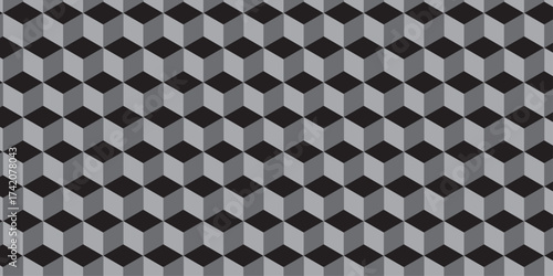 black 3d modeling cubes Illustration decoration seamless white material pattern square design.	