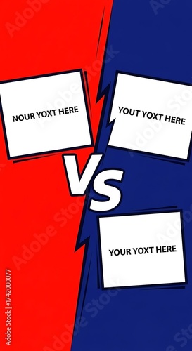 Dynamic Versus Template - Red vs Blue Showdown with Customizable Text Boxes.