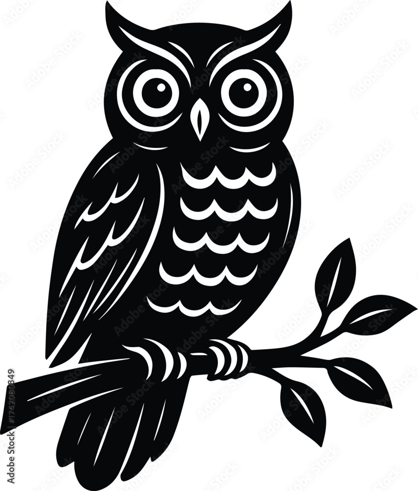Obraz premium Owl | Owl Clipart | Owl sitting on tree branch Silhouette