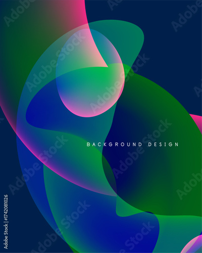 Abstract fluid shapes blend vibrant colors. Gradient transitions create dynamic visual effect. Modern design element for backgrounds.