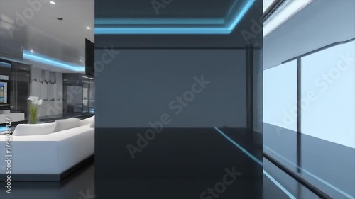 Modern interior design with contemporary furniture and sleek lighting