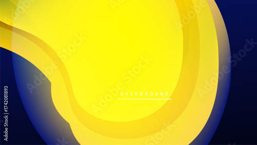 Abstract yellow, blue gradients. Smooth curves create dynamic visual flow. Minimalist design suitable for backgrounds, presentations.