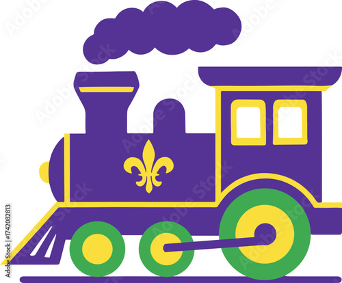 Mardi Gras Train | Fleur de Lis Train & 504 New Orleans CutFile | Carnival Clipart