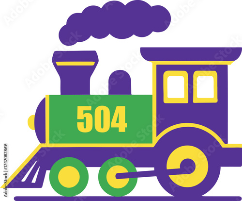 Mardi Gras Train | Fleur de Lis Train & 504 New Orleans CutFile | Carnival Clipart