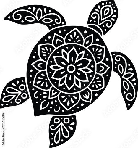 Sea Turtle | Turtle Mandala Silhouette Boho Cut File | Ocean Animal  design