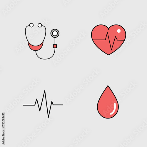 Heart Doctor bundle icon pack symbols Blood Logo