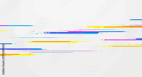 Abstract background featuring glitching colorful lines and minimalist aesthetic composition