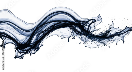 Liquid motion capture showcasing dynamic movement of dark blue fluid with intricate detail