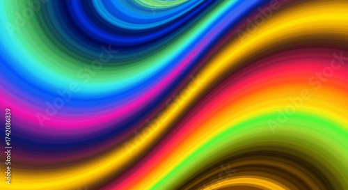 Abstract vibrant spectrum gradient, a fluid arrangement of vivid colorful swirls and waves