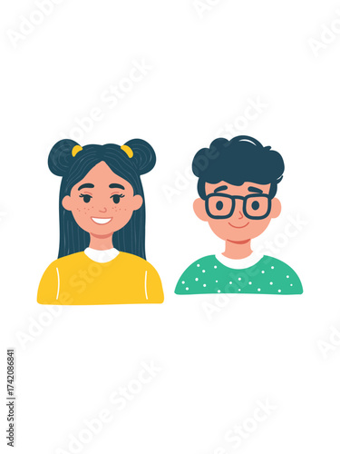 vector illustration young children together