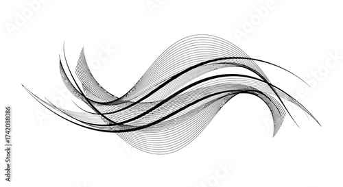 Abstract lines forming a minimalist wave, perfect for backgrounds and design elements with a