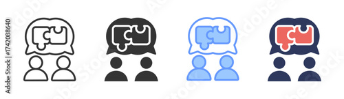 Collaboration icon set multiple style collection